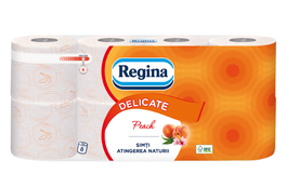 Regina Тоалетна хартия Peach, целулоза, трипластова, 135 къса, 8 броя