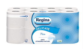  Regina Тоалетна хартия Pure, целулоза, трипластова, 135 къса, 16 броя