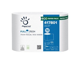 Тоалетна хартия, Full Tech, целулоза, двупластова, 715 къса, 4 броя, Papernet 