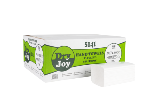  КЪРПИ ЗА РЪЦЕ DRY JOY 5141, ДВУПЛАСТОВИ, 200 КЪСА , V – СГЪВКА