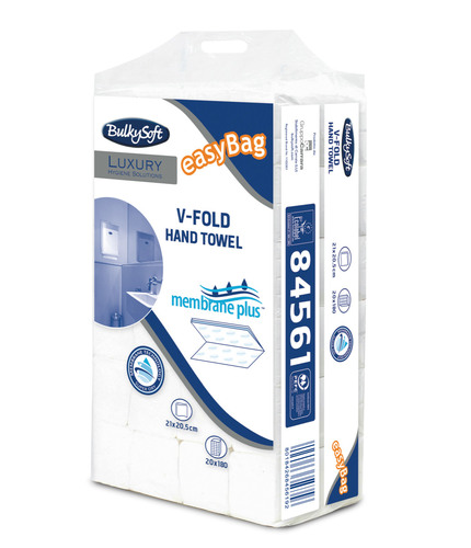 Kърпи за ръце BulkySoft 84561 Luxury V-Fold сгъвка, 20,5см х 21 см, 180 къса